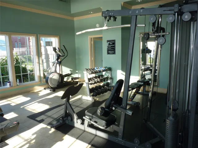 a room with gym equipment