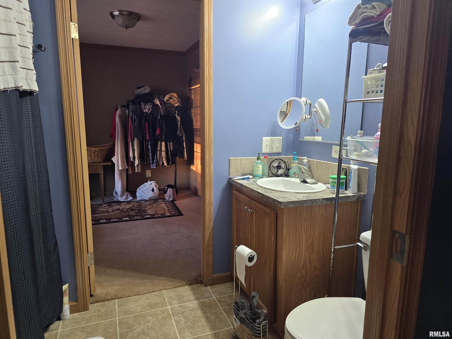 13960 Meridian Road Carterville, IL 62918 - Photo 16 of 18 a bathroom with a toilet a sink and mirror