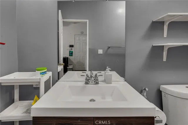 a bathroom with a sink and a toilet