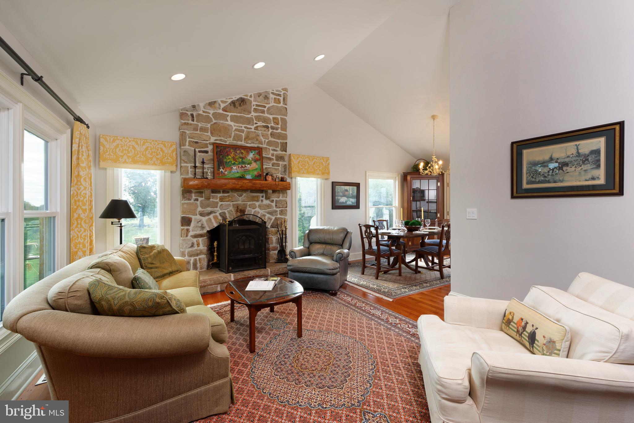 35673 Millville Road Middleburg, VA 20117 - Photo 5 of 53 Living room has a floor to ceiling stone fireplace
