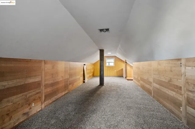 a view of a yard with plants and trees