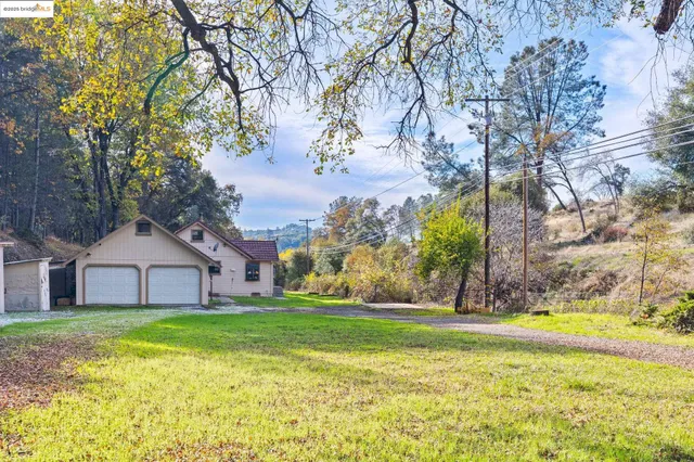 a house view with swimming pool in front of it