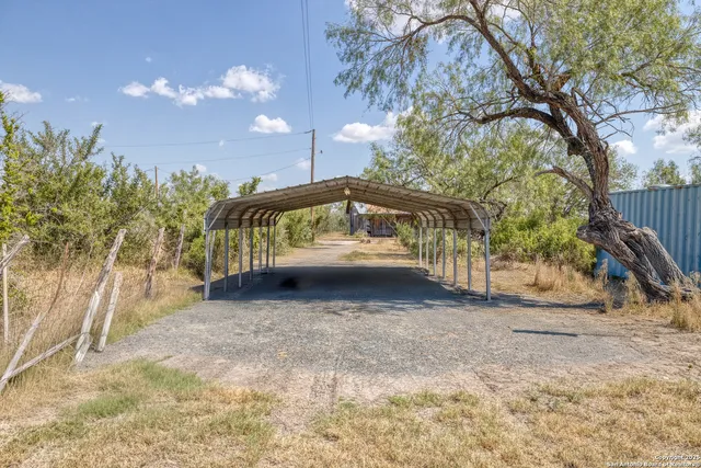 a view of a yard with a tree