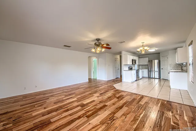 a view of a livingroom with a large window