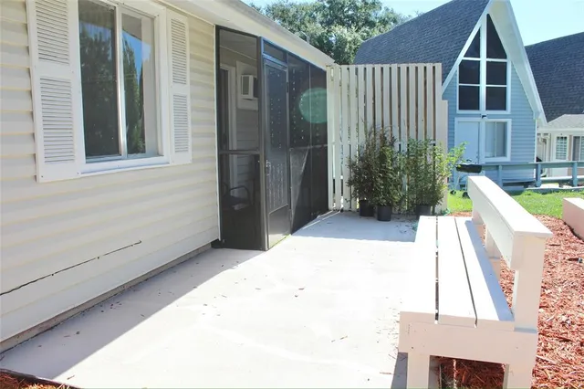a view of balcony with a large window