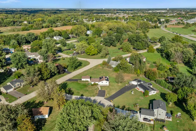 an aerial view of a residential houses