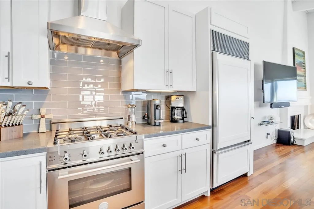 742 Neptune Avenue Encinitas, CA 92024 - Photo 8 of 25 a kitchen with white cabinets and white appliances
