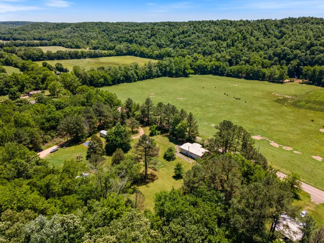 a view of a large body of water with a houses