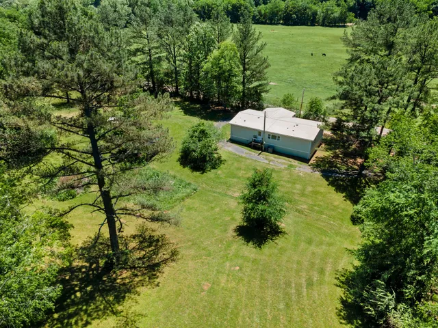 a backyard of a house with lots of green space