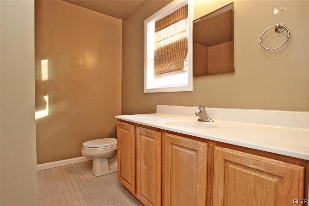 160 Spruce Drive Dingmans Ferry, PA 18328 - Photo 13 of 40 a bathroom with a sink a toilet and a mirror