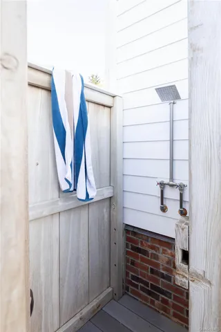 a bathroom with a sink and mirror