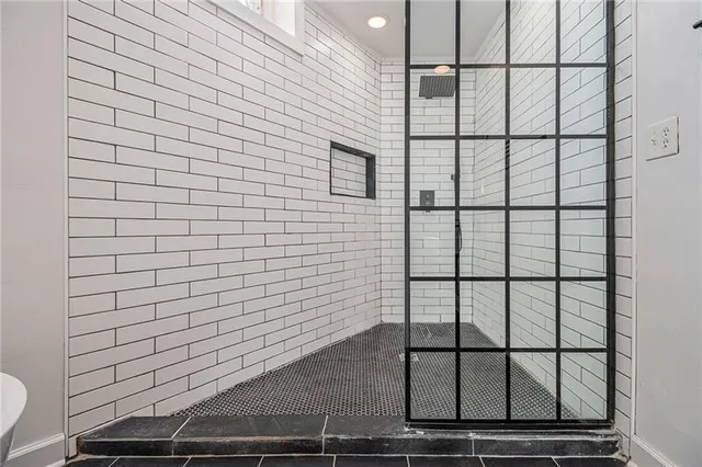 a bathroom with a shower