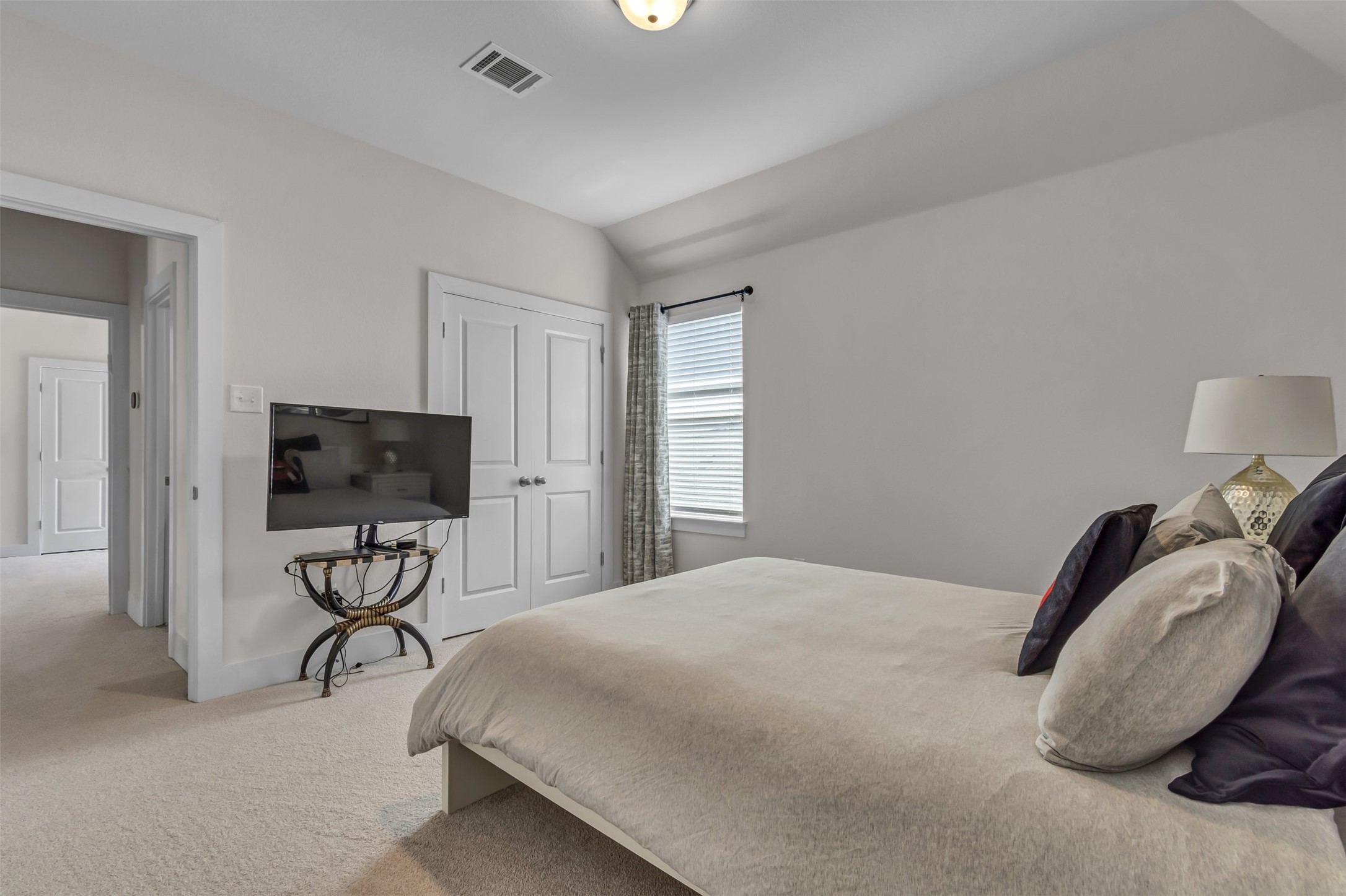 209 Azalea Spg Road Liberty Hill, TX 78642 - Photo 23 of 29 Carpeted room featuring a double-door closet, a single window with blinds, and white trim throughout