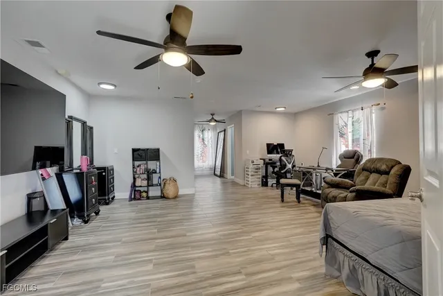 a living room with furniture