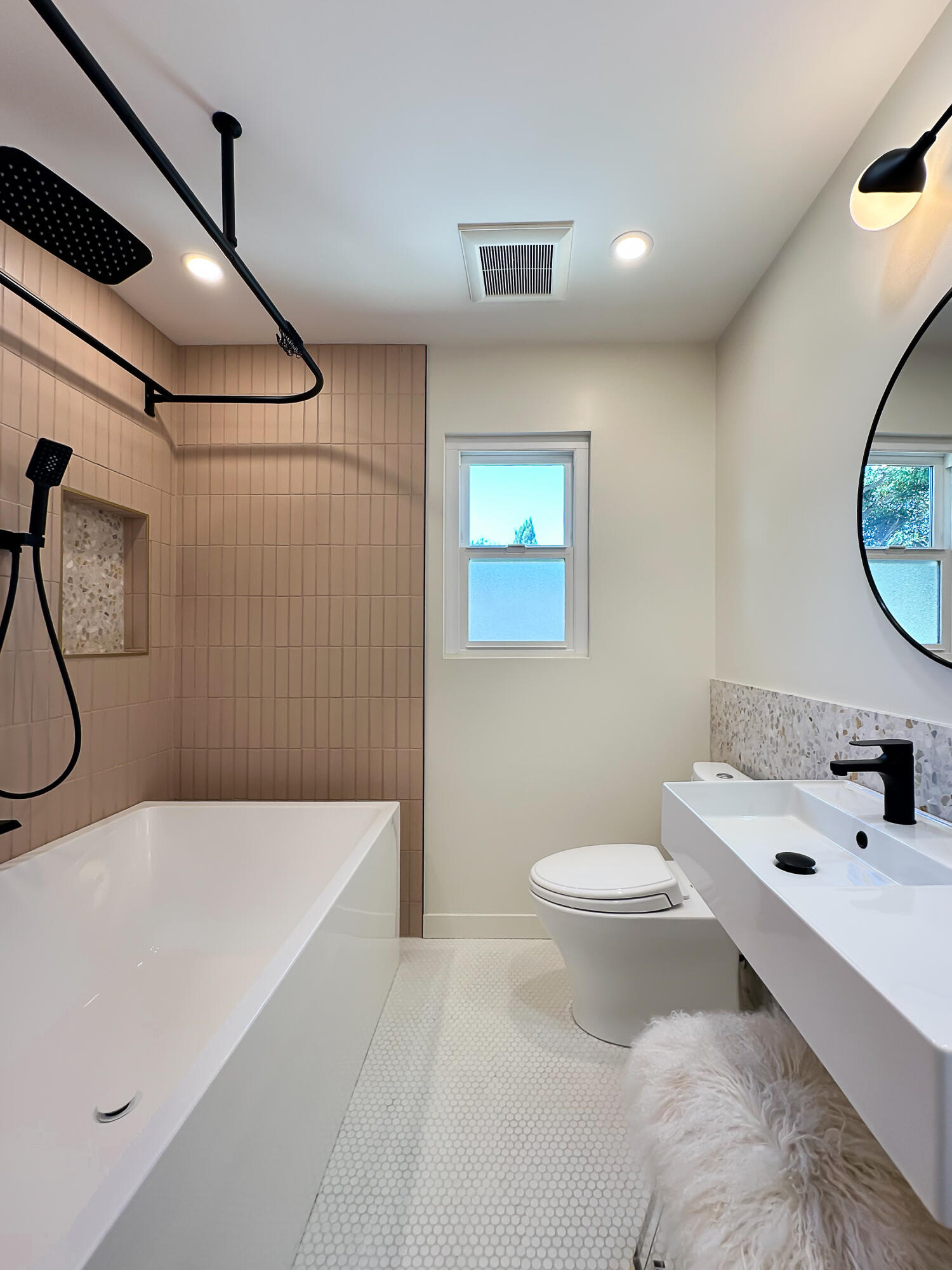 2166 East Valley Road Montecito, CA 93108 - Photo 16 of 30 a bathroom with a sink a toilet and shower