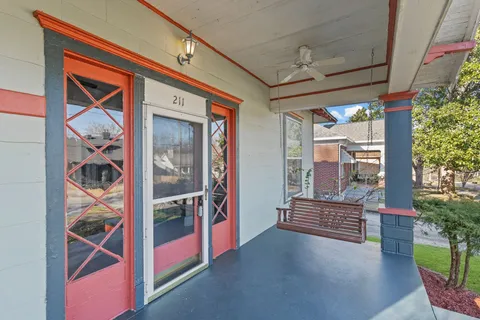 a outdoor space with the balcony