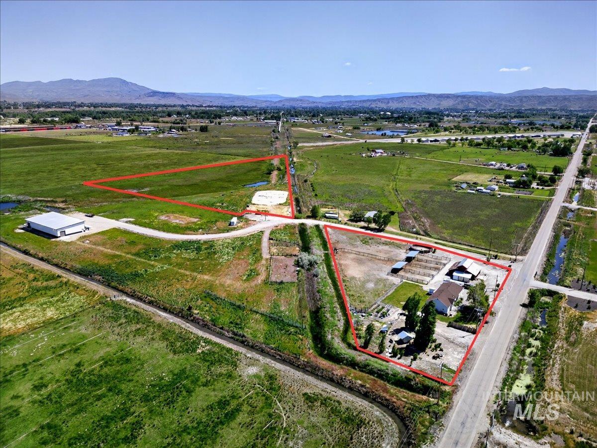 2588 West Sales Yard Road Emmett, ID 83617 - Photo 35 of 49 Aerial perspective showcasing two distinct parcels of land, each outlined in red