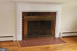 a living room with a fireplace