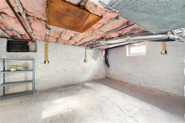 a view of a room with racks on the wall