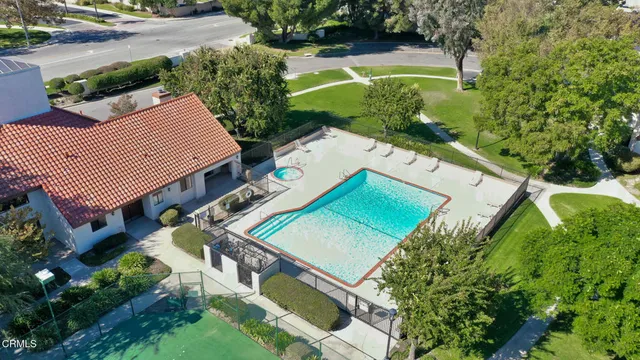 an aerial view of a house