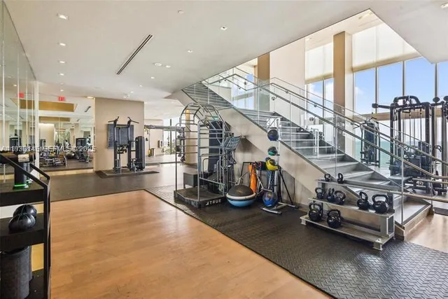 a view of a room with gym equipment