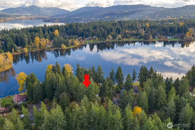 a view of a lake with a mountain