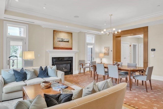 120 Seaver Street, Unit C102 Brookline, MA 02445 - Photo 5 of 30 a living room with furniture and a fireplace