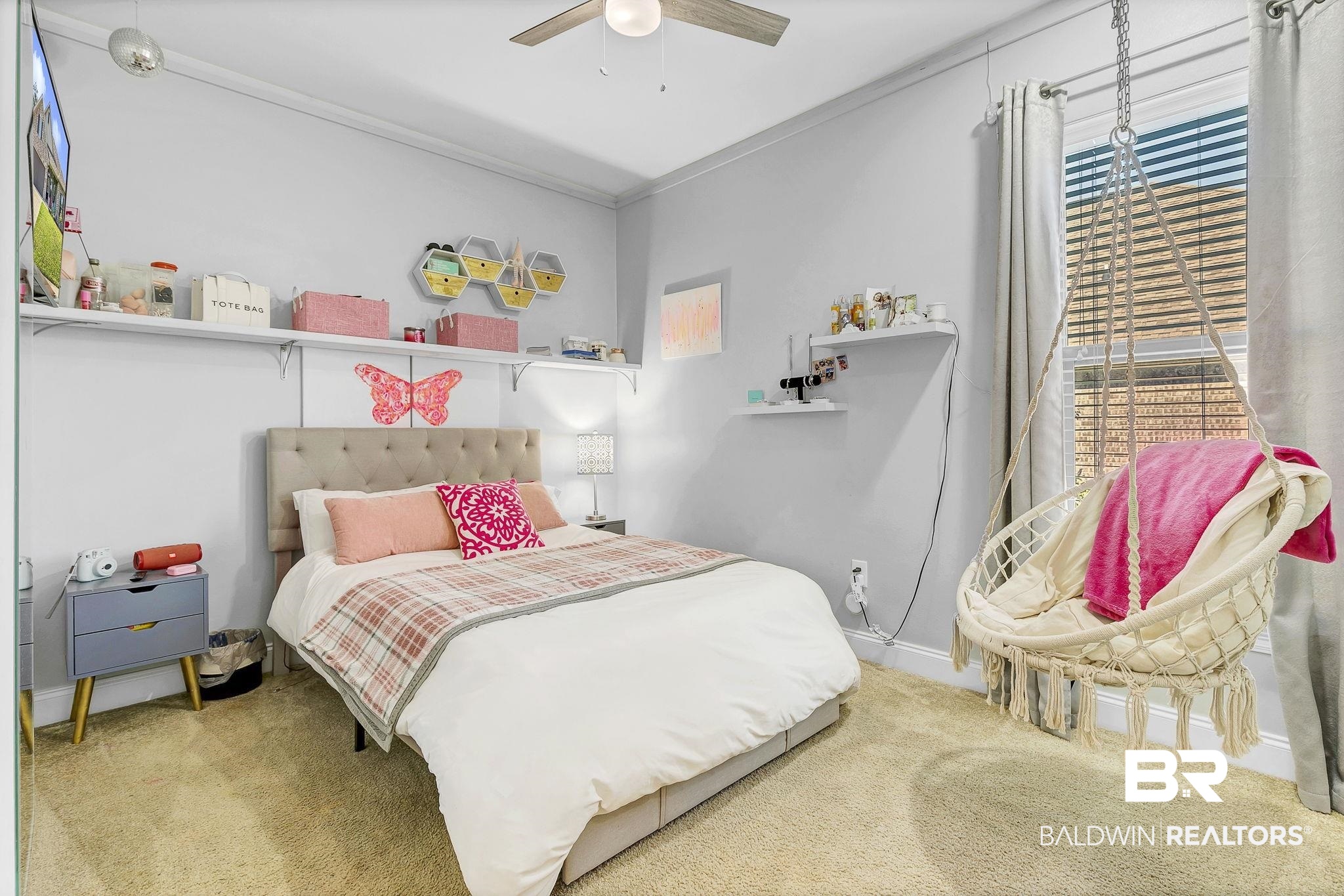 30635 Drayton Court Daphne, AL 36527 - Photo 27 of 51 Bedroom featuring carpet floors, ornamental molding, a ceiling fan, and baseboards