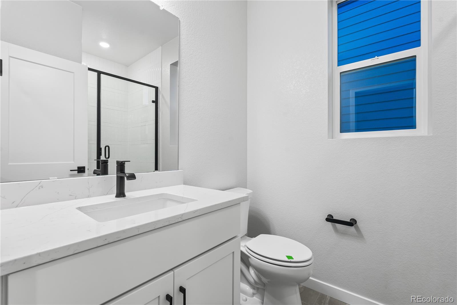 12051 Amplify Circle Lone Tree, CO 80134 - Photo 28 of 34 a bathroom with a sink a toilet and mirror
