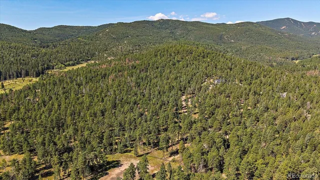 a view of a mountain range with lush green forest