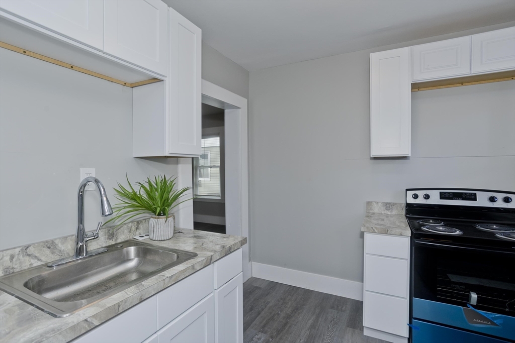 65 Montrose Street Springfield, MA 01109 - Photo 17 of 27 a kitchen with kitchen island a potted plant on the counter and cabinets