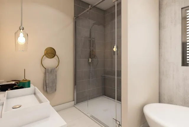 a bathroom with a shower