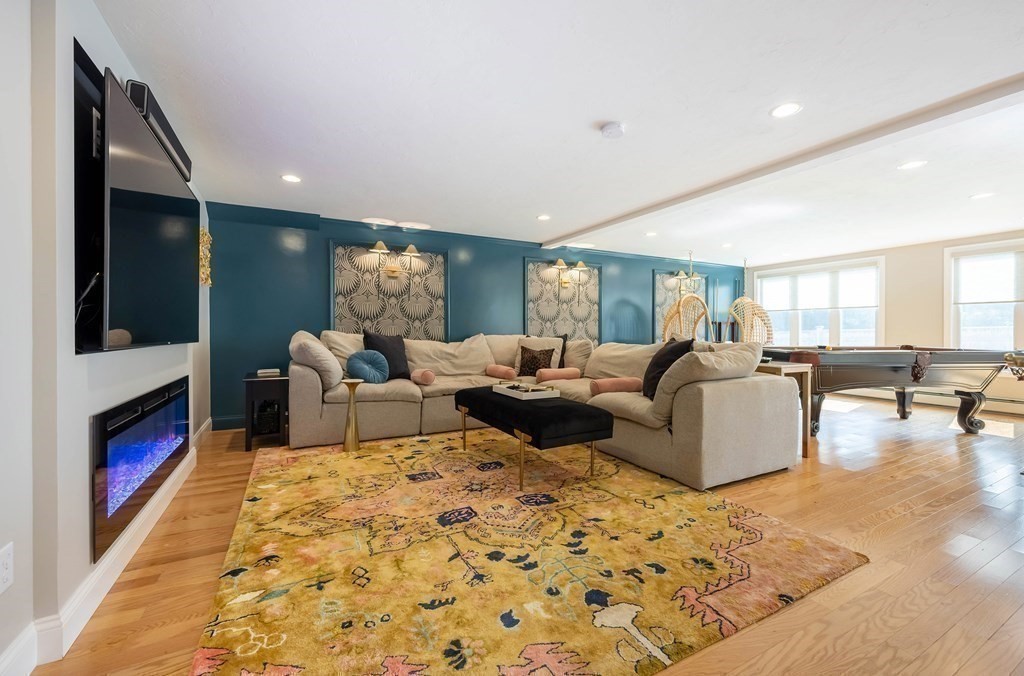 237 Highland Road Andover, MA 01810 - Photo 30 of 42 a living room with furniture fireplace and flat screen tv
