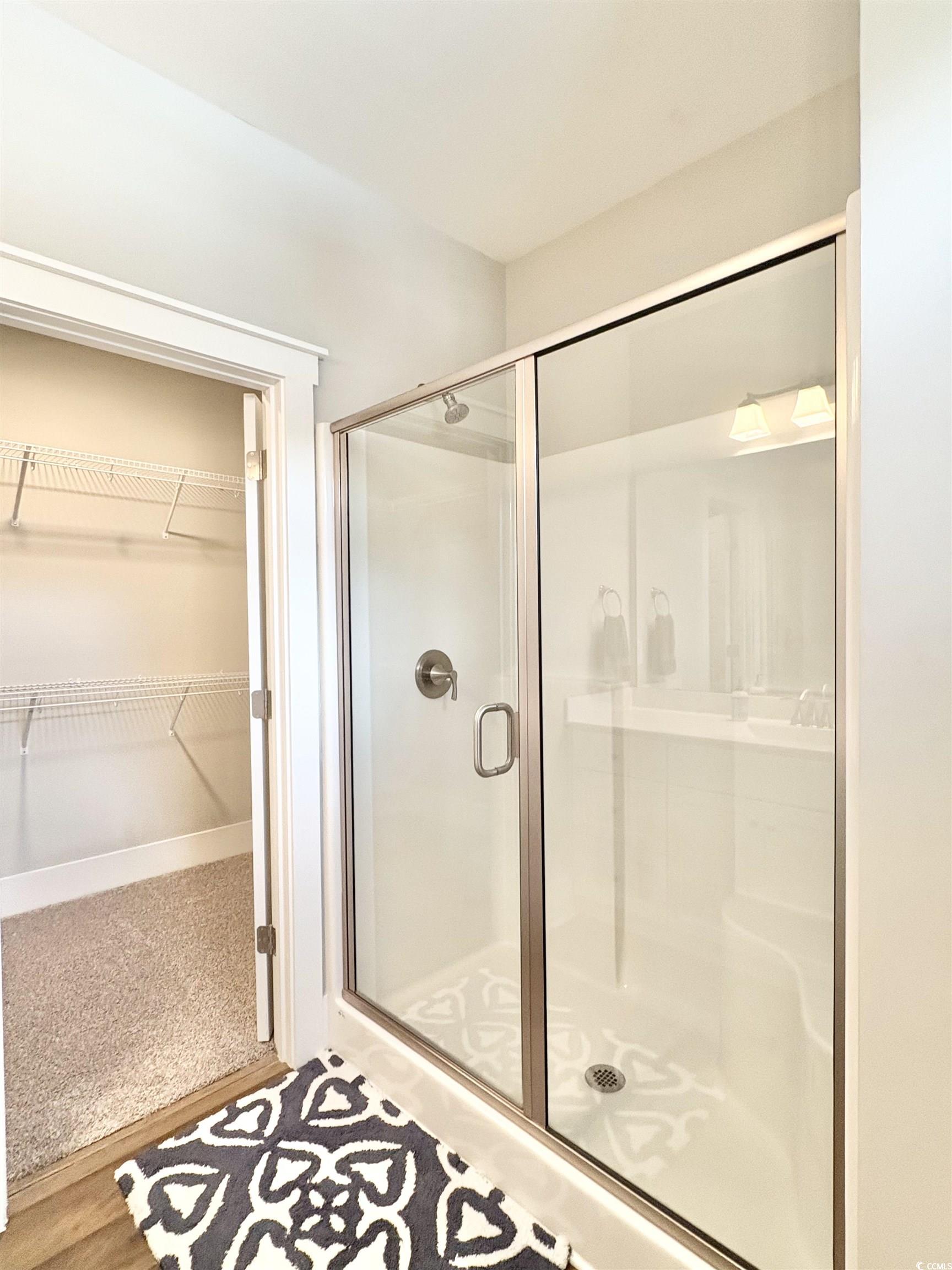 11124 Lee Circle Murrells Inlet, SC 29576 - Photo 16 of 25 Bathroom featuring a stall shower and a walk in cl