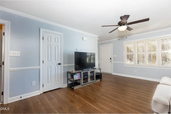 a view of livingroom with hardwood floor and window