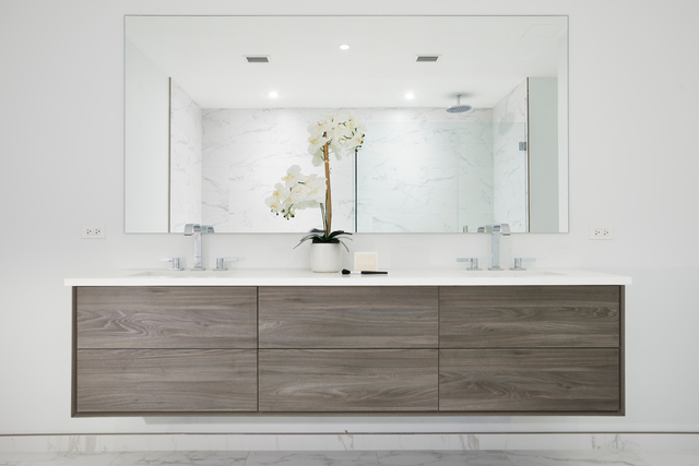 351 West Huron Street, Unit 4 Chicago, IL 60654 - Photo 20 of 30 a bathroom with a sink double vanity and a mirror