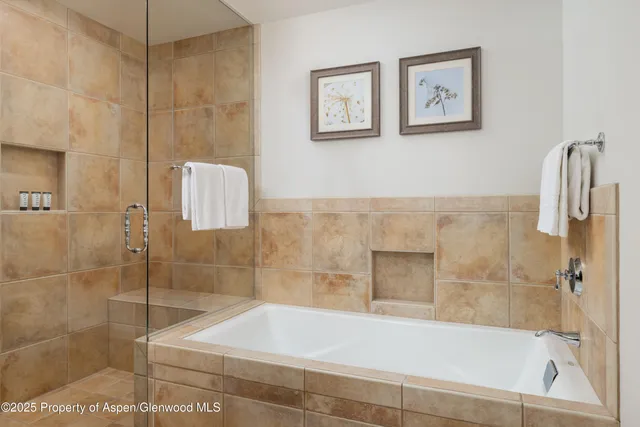 a bathroom with a bathtub