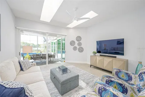 a living room with furniture and flat screen tv