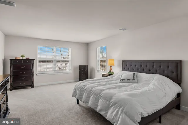 a bedroom with a bed and a closet