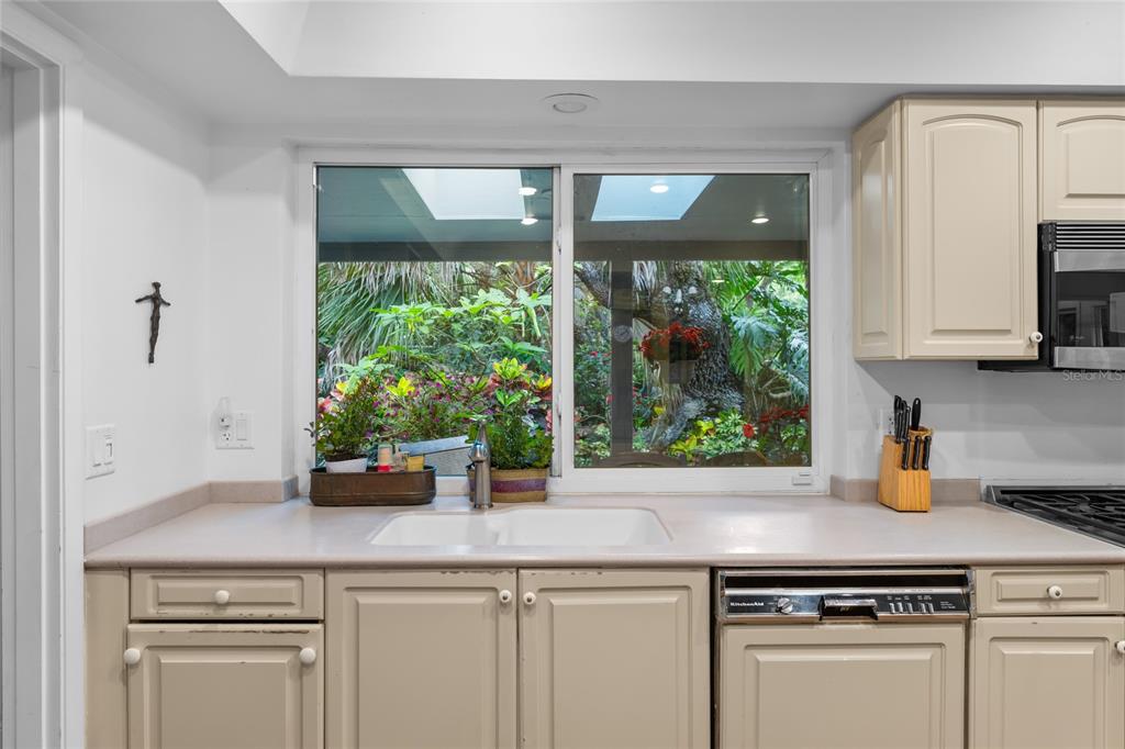 120 Beach Street Ponce Inlet, FL 32127 - Photo 19 of 91 a kitchen with a sink a window and potted plant