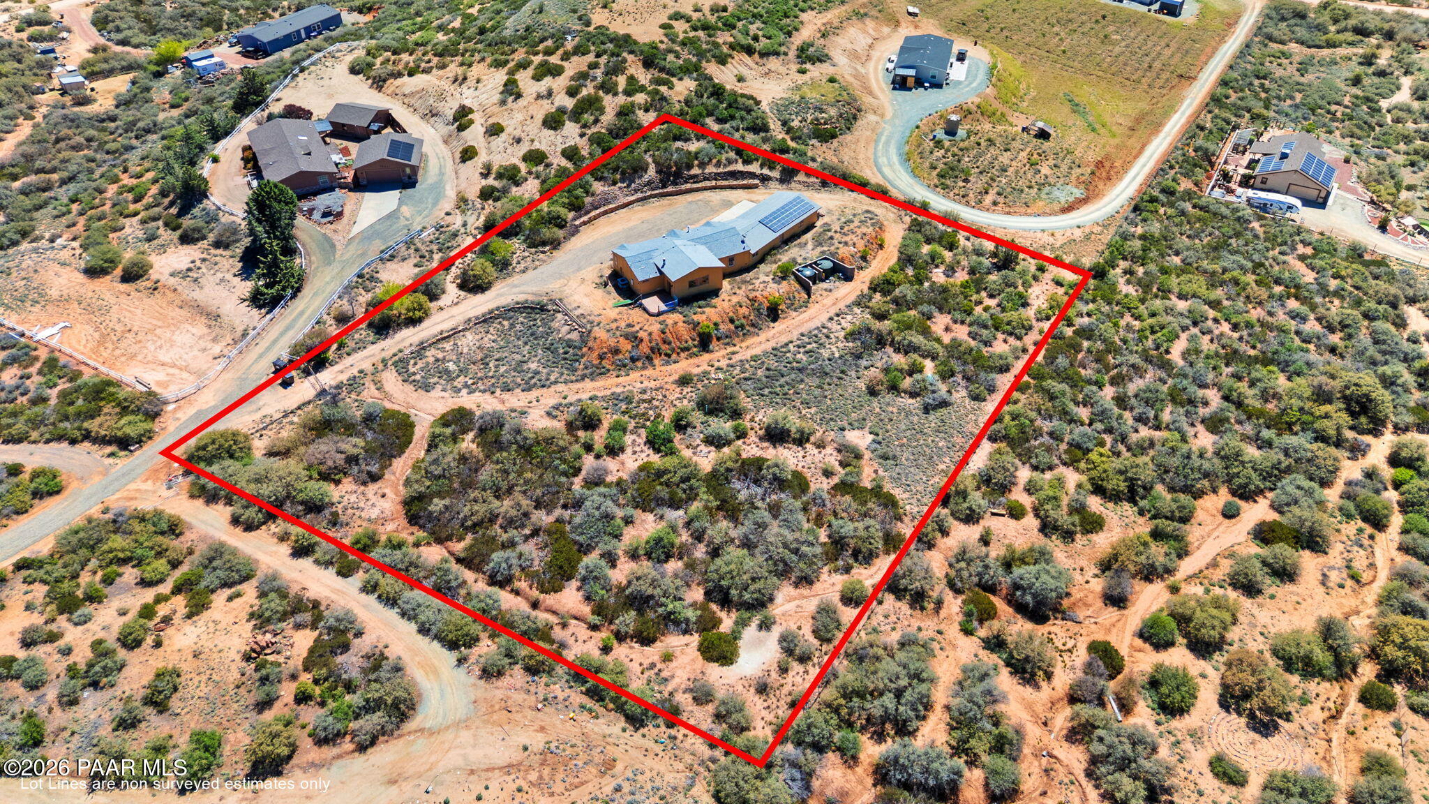 1670 Trinity Lane Dewey, AZ 86327 - Photo 32 of 39 32-Birds Eye Lot Lines