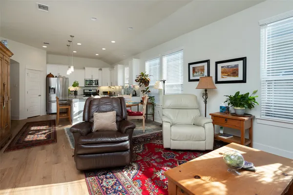 a living room with furniture and a couch