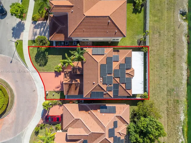 an aerial view of a house