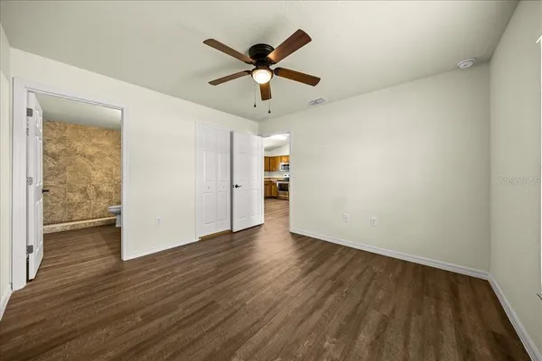 a view of a room with racks on the wall