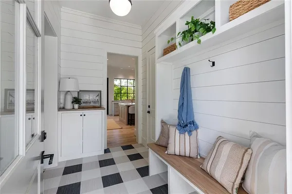 a bathroom with a bathtub and shower
