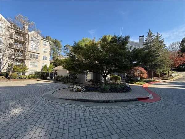 a view of a building with garden