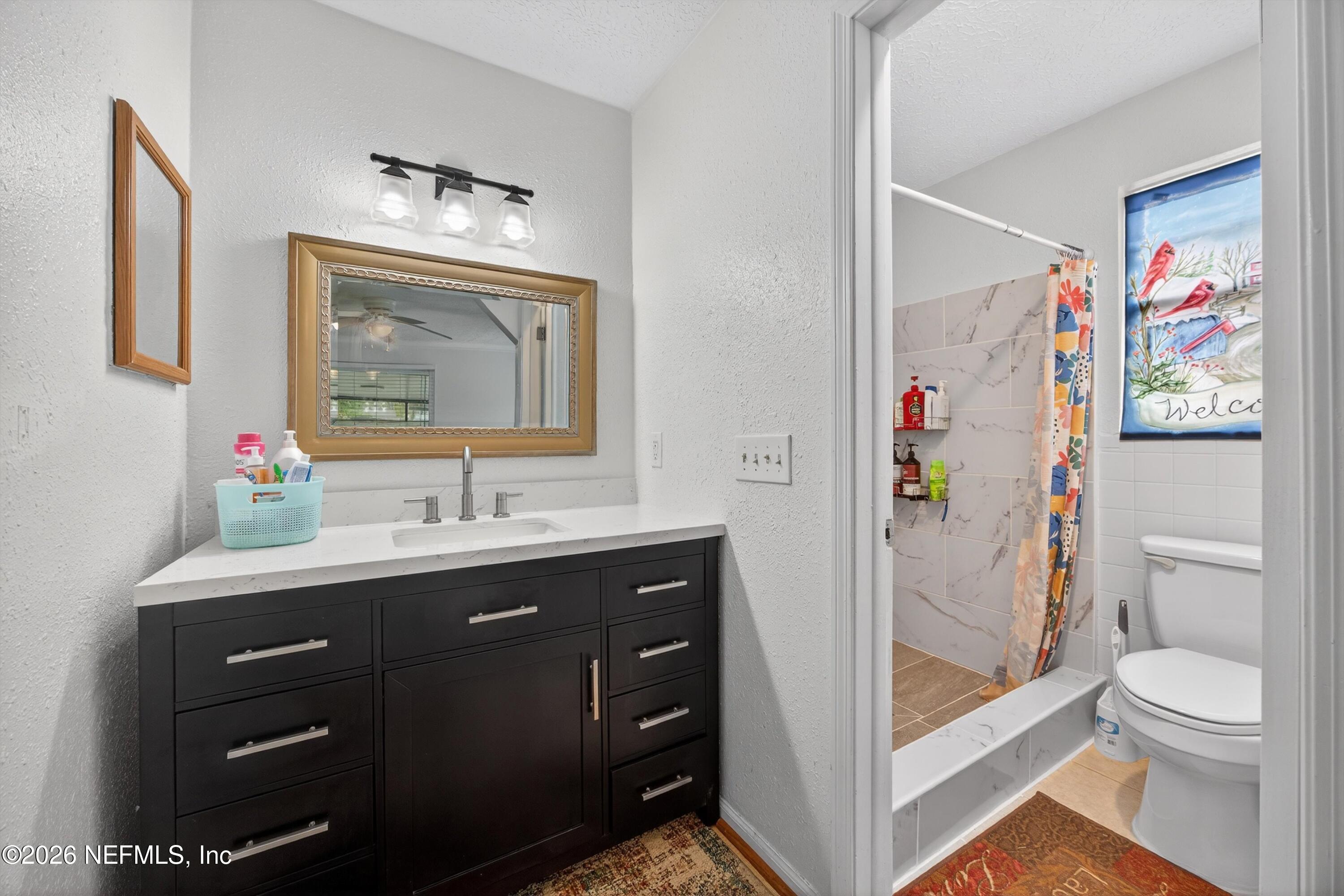 3570 Grassy Ride Drive Jacksonville, FL 32223 - Photo 24 of 51 a bathroom with a granite countertop sink mirror vanity and toilet