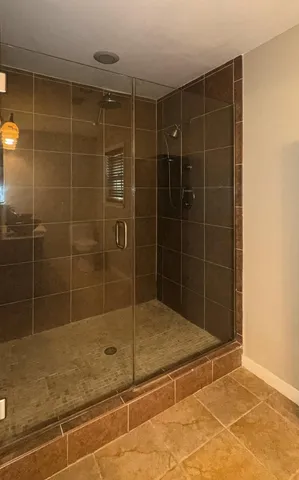 a bathroom with a shower