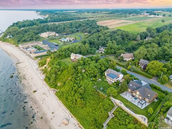a view of a lake with a houses