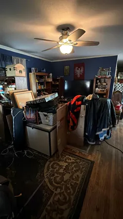 a kitchen with stove and cabinets